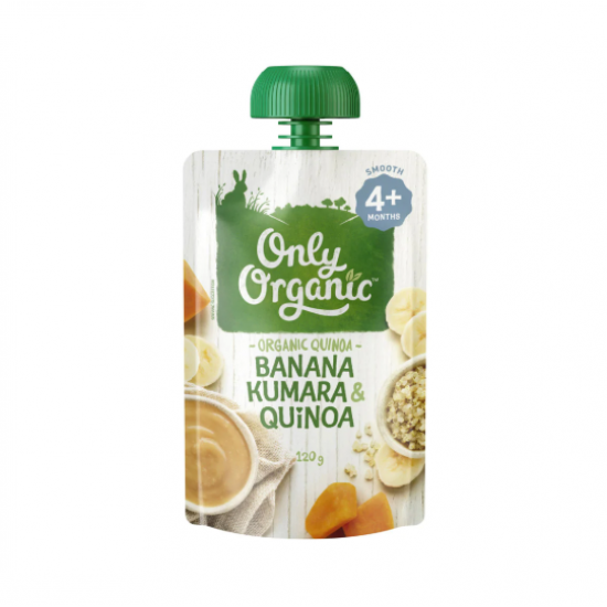 Only Organic Stage 1 Baby Food Banana Kumara & Quinoa 新西兰即食有机宝宝果泥 120克 4月以上（香蕉，番薯和藜麥味）保质期：与超市同步