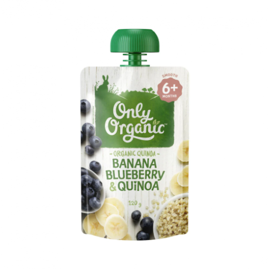 Only Organic Stage 2 Baby Food Banana Blueberry & Quinoa 新西兰即食有机宝宝果泥 120克 （香蕉，蓝莓和藜麥味）保质期：与超市同步