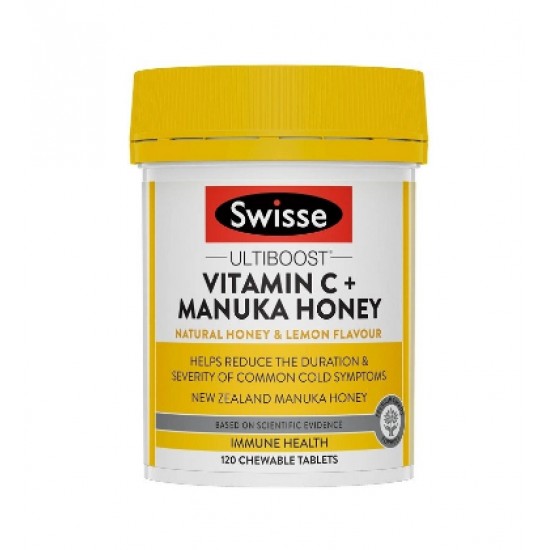 Swisse vitamin C+ manuka honey 维他命C+麦卢卡蜂蜜 咀嚼片 120粒 04/24